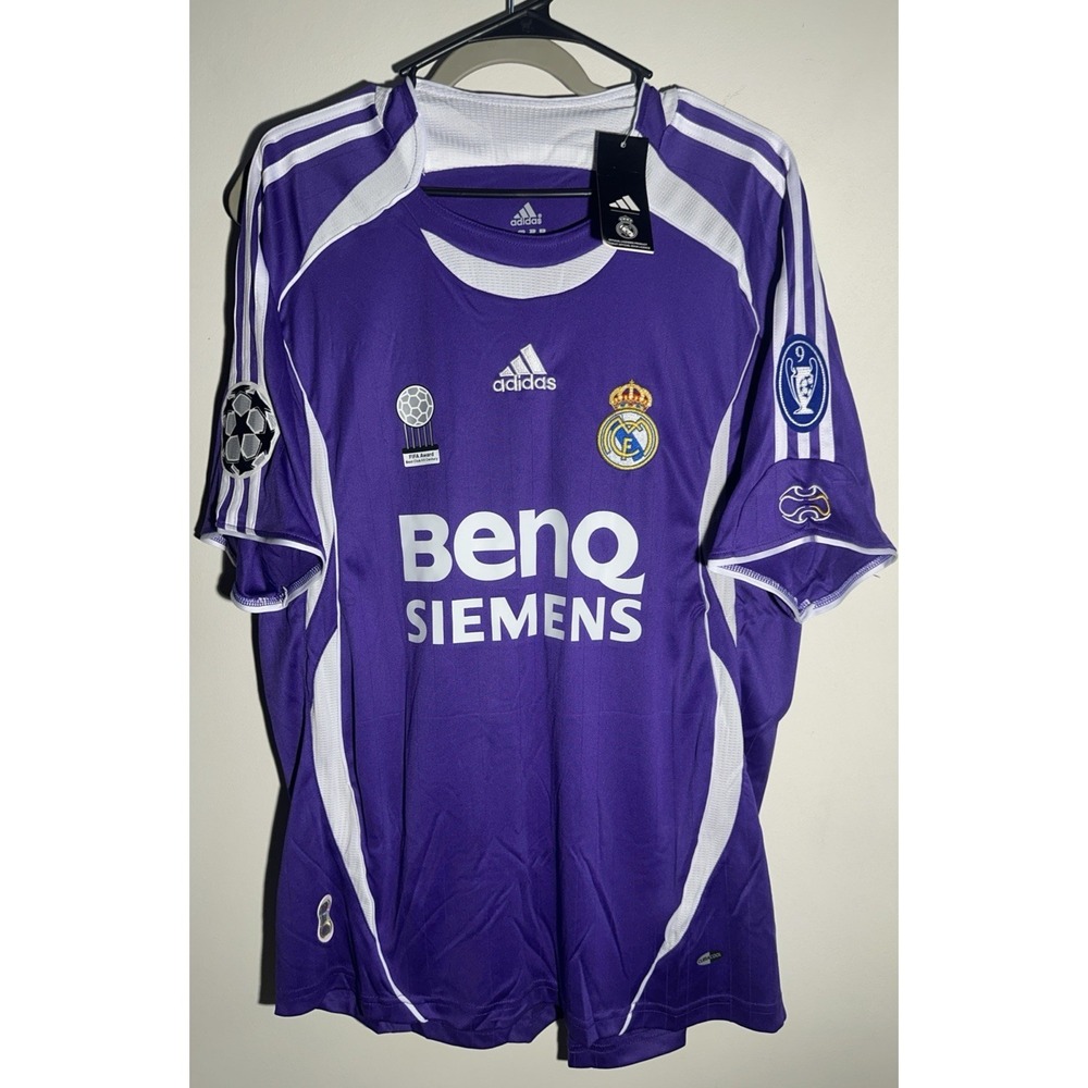Adidas Real Madrid 06/07 Benq Siemens Men's XL Purple Third Kit Union FC #7 NWT